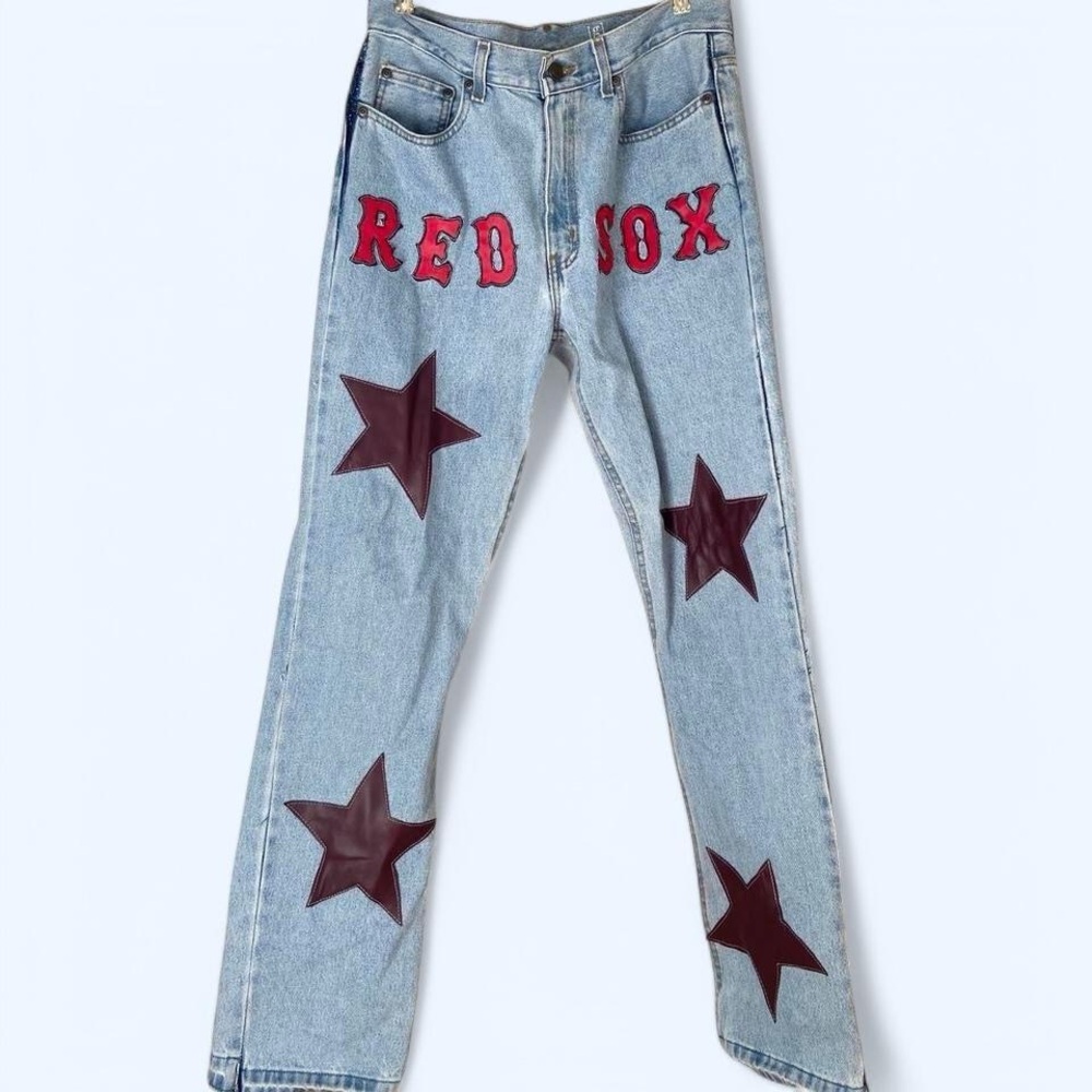 Upcycled Red Sox Patchwork Jeans